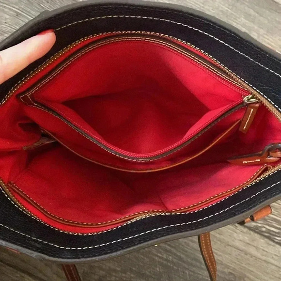 Dooney & Bourke Pebble Grain Leather Small Lexington Bag in Black and Brown - Picture 10 of 12